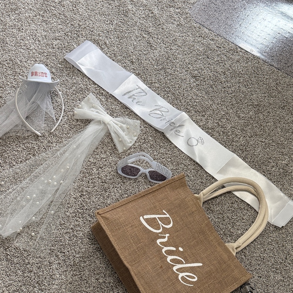 Bride Accessories Set with Sash and Bag